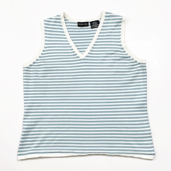 George blue/white striped sleeveless knot sweater top - Picture 1 of 4